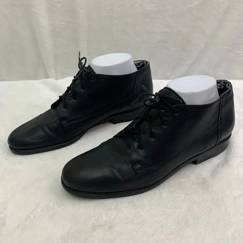 Easy Spirit Mens 9.5 Chukka Style Lace Up Oxford Dress Shoes Black Leather